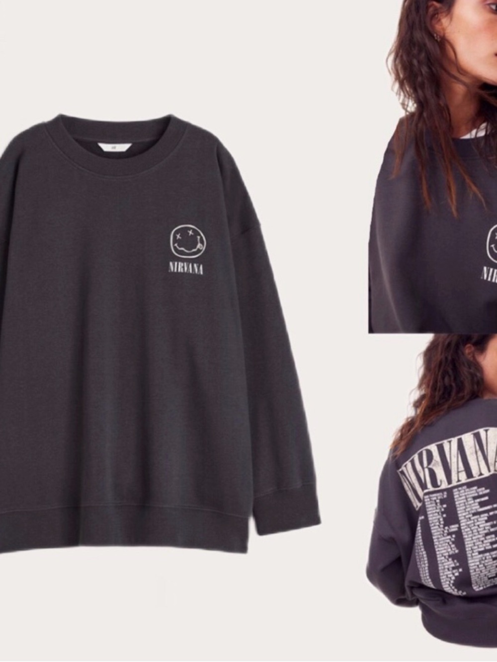 H&M Dark Grey Crewneck Nirvana Sweatshirt